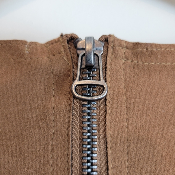 DEX | Faux Brown Suede Dress Size Small - Picture 2 of 9
